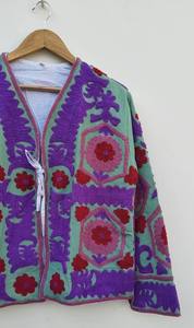 Floral Embroidered Cotton <b>Velvet</b> Autumn/Winter Festival <b>Jacket</b> <b>Women</b> Handmade Traditional Suzani Boho Short Reversible Fashion - Product Image 5