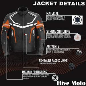 Chaqueta de Motociclismo para Hombre, Talla Grande, Impermeable, con Protección CE, Textil, para Todo el Invierno, Cortavientos, Transpirable, Protectora, para Turismo - Product Image 4