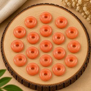 Colgante de Piedra del Sol Melocotón Liso en Forma de Donut de 15mm, Collar de Gema para Sanación con Cristales y Energía Reiki, Diseño para Fabricación de Joyas al por Mayor - Product Image 2