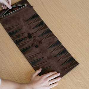 AQDAS INDUSTRIES Leather <b>Backgammon</b> <b>Set</b> Roll up Board Foldable Travel Game Unisex Playing Accessory Customized Packaging - Product Image 1