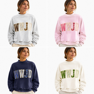 เสื้อสเวตเตอร์คอเต่าขนาดใหญ่พิมพ์ลายเสือดาวพร้อมตัวอักษร WWJD ชายเสื้อระบาย สำหรับทุกเพศ สวมใส่สบายๆ ในฤดูใบไม้ร่วง - Product Image 6
