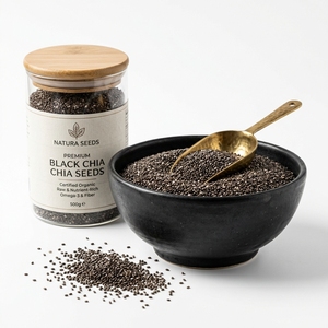 Poudre de graines de chia biologique de qualité alimentaire, extrait végétal 99%, emballage en vrac en bouteille, bienfaits pour la santé - Fournisseur OEM, livraison rapide, faible MOQ - Product Image 1