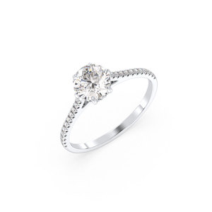 Anillo de compromiso solitario de plata de ley 925 con moissanita de corte redondo certificada GRA, hecho a mano por REYES, para mujer. - Product Image 5