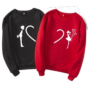 Ensemble de chemises pour couples avec logo personnalisé pull à manches longues et col montant pour hommes sweat-shirt surdimensionné de couleur unie - Product Image 1