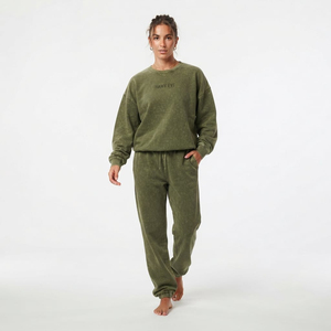 Conjunto Deportivo de Dos Piezas para Mujer, Sudadera y Pantalones Jogger de Alta Calidad, Lavado Ácido, Cuello Redondo, Ropa Urbana - Product Image 1