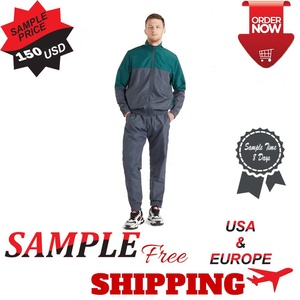 Ensemble veste coupe-vent à capuche et pantalon de jogging pour homme, color block, léger, coupe-vent, séchage rapide, spandex/polyester, vêtements de sport avec logo - Product Image 3