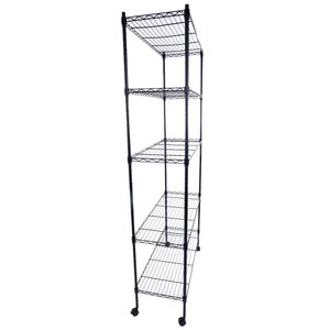 Scaffale in Ferro Rivestito in Plastica a 5 Ripiani 165*90*35 Nero con Ruote in Nylon da 1,5 Pollici, Cassetti e Carrelli Portaoggetti - Product Image 6