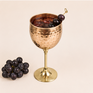 Handcrafted Embossed Pure Copper <b>Goblet</b> With Elegant Brass Stem Vintage Style <b>Wine</b> Glass For Weddings Luxury Barware And Home - Product Image 2