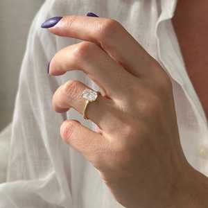 2 Carat Elongated Cushion Lab Created Diamond Engagement <b>Ring</b>, 14k Gold Minimalist <b>Thin</b> Solitaire <b>Ring</b>, IGI Certified - Product Image 2