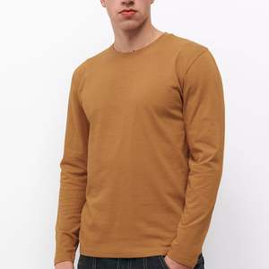 Camiseta de Algodón Grueso para Hombre, Último Diseño, Camiseta de Manga Larga para Hombre, 100% Algodón, Color Sólido, Fabricante de Camisetas Personalizadas OEM - Product Image 2