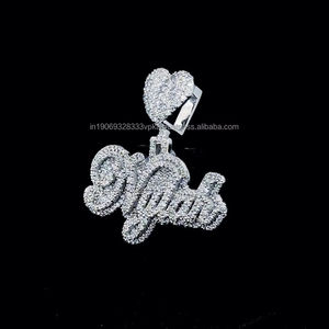 Colgante de Moissanita con Letra Personalizada, Plata de Ley 925 con Baño de Rodio, Joyería Moderna de Estilo Hip Hop para Regalos de Aniversario de Bodas para Mujer - Product Image 2
