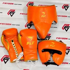 <b>Customized</b> Design Fly Golden/Burgundy <b>Boxing</b> Sparring Set For Training Professional <b>Boxing</b> Gloves <b>Headgear</b> Groin Guard For Sale - Product Image 2