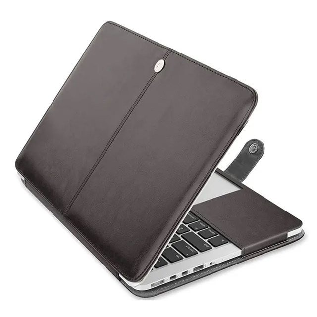 Brown Leather Laptop Sleeve Case with Magnetic Closure and Protective Interior for 13 Inch MacBook Pro