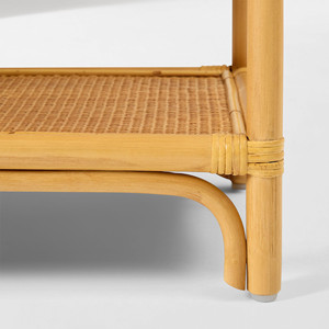 Modern Natural Rattan Shoe <b>Bench</b> with Storage Shelf Handmade Wooden Frame <b>Entryway</b> <b>Bench</b> Woven Cane Seating Rack for Hallway - Product Image 4