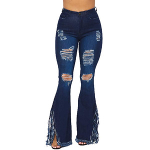 Women's Breathable Flare <b>Jeans</b> Wholesale <b>Baggy</b> Denim Pants Custom Logo Mid <b>Waist</b> Thick Fabric Distressed Casual Denim <b>Jeans</b> - Product Image 6