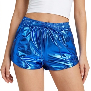 Shorts moulants vintage pour femme à taille élastique, brillants, avec poches, style hip-hop, pour la danse, à lacets – Grande Vente - Product Image 6