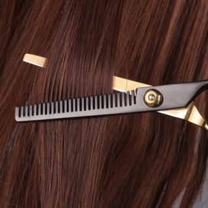 Ciseaux de coiffure professionnels Harbor Industry Black Gold pour droitiers, à long manche, en acier inoxydable, pour la coupe des cheveux - Product Image 6