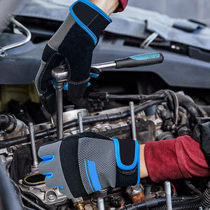 Gants de mécanicien en maille respirante multi-usages compatibles avec les écrans tactiles, en cuir de qualité supérieure, antidérapants et de sécurité pour le travail mécanique - Product Image 6