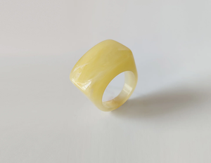 แหวนเรซิ่นลายหินอ่อนสีน้ำตาลขาวทำมือ FAIZA CRAFT แหวนวงกว้างขัดเงา งานหล่อแฟชั่น เครื่องประดับธีมเทวดา สำหรับทุกเพศ - Product Image 5