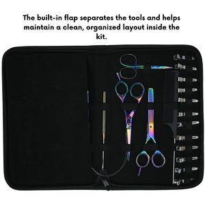 Kit de coiffure et d'extension capillaire personnalisé avec pinces à sertir pour perles plates, outil à boucle, ciseaux de barbier, ciseaux à effiler, peigne à queue - Product Image 5