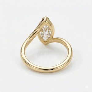 Bague de fiançailles en or massif 14 carats avec diamant marquise de 1,25 ct, sertie clos, solitaire bypass pour femme, bagues en diamant de laboratoire, bijoux fins - Product Image 4