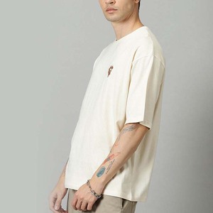 Camiseta de Algodón para Hombre, Diseño Casual Transpirable, Logotipo Estampado en la Parte Delantera, Cuello Redondo, Manga Corta, Talla Grande - Product Image 4