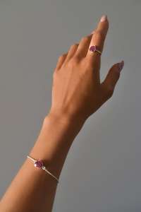 Rose Cut <b>Ruby</b> <b>Bracelet</b> 925 Sterling Silver Cable Chain July Birthstone Minimalist Jewelry Gift For Women - Product Image 3