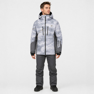 Men's Hooded Ski <b>Jacket</b> Cloud Print <b>Waterproof</b> 10,000mm Synthetic Insulated Outdoor Wear - Product Image 1