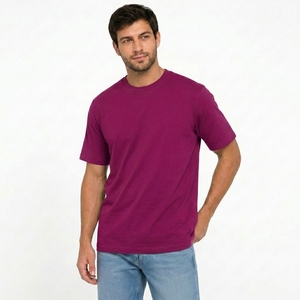 T-shirt décontracté à col rond en coton épais et ample pour un usage quotidien - Product Image 4