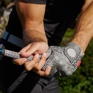 Gray Animal Print Golf <b>Glove</b> Premium Cabretta Leather Breathable Anti-Slip <b>Grip</b> Soft Flexible Performance Outdoor Hook Loop - Product Image 5