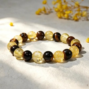 Pulsera de Citrino Natural y Ojo de Tigre de 10 mm, Pulsera de Cuentas de Cristal Curativas, Regalo Espiritual de Abundancia y Prosperidad, Venta al por Mayor - Product Image 2