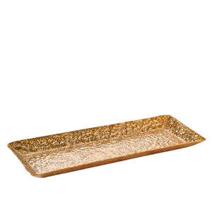 Plateau de service rectangulaire avec motif abstrait, finition métal poli, fait main, pour usage résidentiel, compatible avec les aliments. - Product Image 1