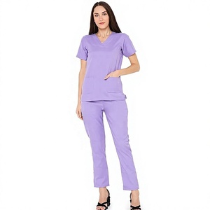 Sike Custom Unisex Cotton Knitted Needle Detection <b>Scrub</b> <b>Sets</b> with Long Sleeves for Hospital Use - Product Image 1