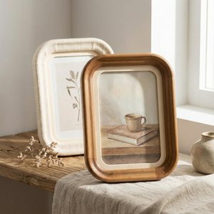 Rounded Wooden Photo <b>Frame</b> – Warm Wood <b>Frame</b> <b>for</b> Calm Everyday Moments - Product Image 1