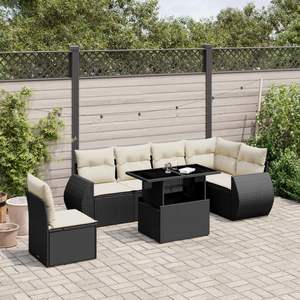 Conjunto de Sofás Modulares Grandes de Ratán PE Negro para Jardín, Muebles Modulares Elegantes para Exteriores - Product Image 1