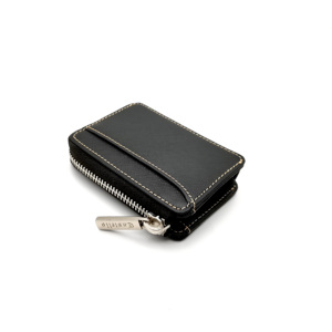 Estuche de lujo Castello de piel Saffiano con cremallera para tarjetas y documentos, poliéster, negro, marrón oscuro, gris - Product Image 3