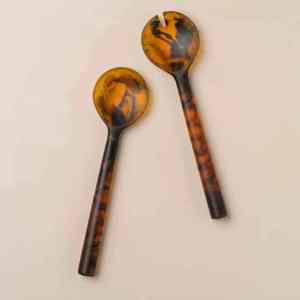 Juego de Cucharas para Servir Ensalada de Resina Hechas a Mano, Modernas y de Lujo, Plateadas en Plata Espejo, Vajilla Ecológica para Cocina, Fiestas y Bodas - Product Image 1