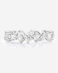 Bagues de mariage à taille mixte de 4 mm en or massif 14K 18K, diamants de laboratoire multi-formes, bagues éternité et solitaires empilables, bijoux fins en gros - Product Image 1