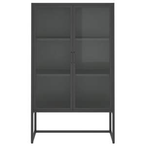 Grand meuble haut en acier anthracite avec portes en verre trempé pour salon - Product Image 5