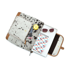 Genuine cowhide <b>leather</b> hair school <b>backpacks</b> wholesale bulk supplier OEM custom branding premium export quality for <b>men</b>/women - Product Image 3