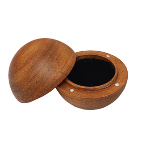 Boîte à bagues ronde en bois personnalisée avec logo, boîte d'emballage magnétique en bois pour bijoux, vente en gros, étui cadeau écologique en noyer pour alliances de mariage - Product Image 1