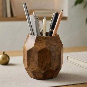 Porte-stylos élégants carrés en bois écologiques, papeterie de haute qualité, décoration de bureau par Blossom Craft India - Product Image 1