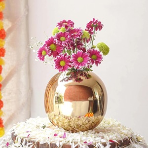 Vase en métal brillant, globe réfléchissant, vase décoratif pour fleurs, pour table à manger, décoration de salon et cadeaux - Product Image 6