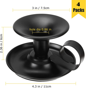 ชุดเชิงเทียนเหล็กทรงเรียว 4 ชิ้น สีดำ ดีไซน์วงแหวนเรียบง่าย ทำด้วยมือ ทนทาน เหมาะสำหรับคริสต์มาส งานแต่งงาน และงานเลี้ยงใต้แสงเทียน - Product Image 4