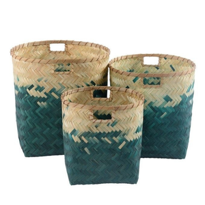 Cesta de almacenamiento de bambú de mimbre colorida de alta calidad superventas, cesta de lavandería tejida a mano ecológica para baño y sala de estar - Product Image 3