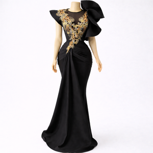 Vestido de noche de sirena con lentejuelas doradas |   Vestido de un solo hombro para la alfombra roja |   Vestido de Gala Formal Ajustado de Lujo con Largo Dramático hasta el Suelo - Product Image 5