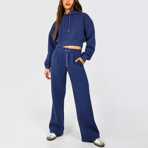 Conjunto de Sudadera con Capucha y Pantalones de Chándal para Gimnasio, de Gran Venta, Personalizable, Ropa Urbana de Otoño, con Estampado de Letras, Top Corto para Mujer, Chándal de 2 Piezas - Product Image 1