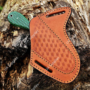 Cuchillo de caza y camping de acero inoxidable de espiga completa, hecho a mano, estilo vaquero occidental, tipo Bull Cutter, con diseño de panal de abeja y colores vibrantes, ¡el más vendido! - Product Image 6