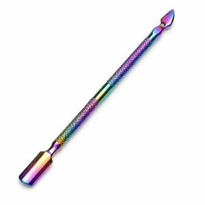 Good Supplier New Trendy Professional Rainbow Stainless Steel Dual-Ended Cuticle Nail Pusher and Cleaner For Precision Manicure - Product Image 1