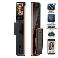 Serrure de porte intelligente biométrique à empreinte digitale avec interphone vidéo en temps réel, caméra de vision nocturne et détection faciale, vente en gros